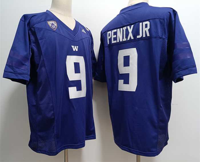 Mens Washington Huskies #9 Michael Penix Jr. Blue Stitched Jersey->->NCAA Jersey